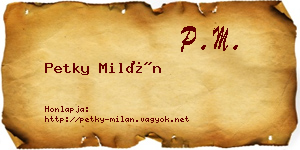Petky Milán névjegykártya