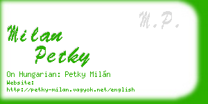 milan petky business card